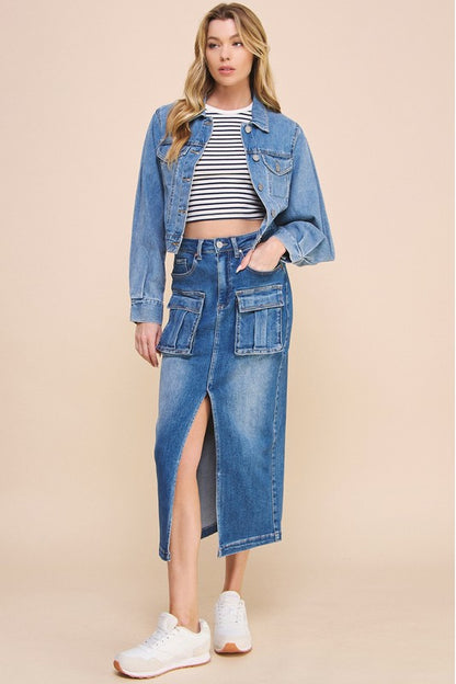 Front Slit Cargo Skirt - steven wick