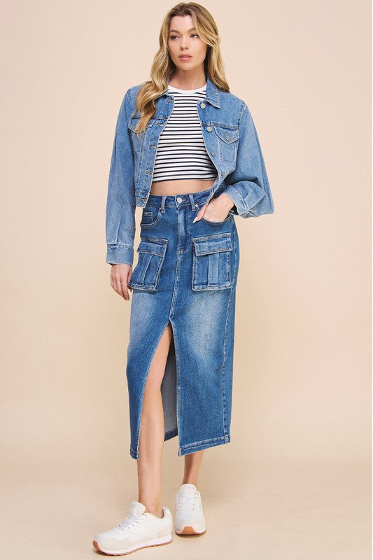 Front Slit Cargo Skirt - steven wick