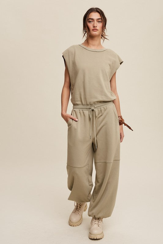Athleisure French Terry Loose Jogger Jumpsuit - steven wick