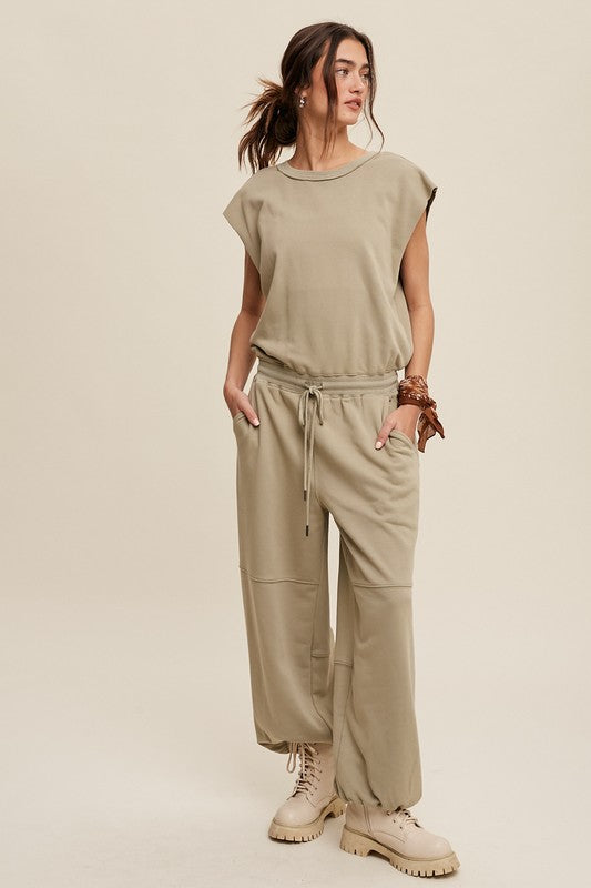 Athleisure French Terry Loose Jogger Jumpsuit - steven wick