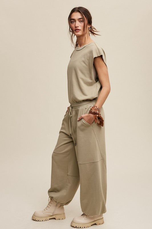 Athleisure French Terry Loose Jogger Jumpsuit - steven wick