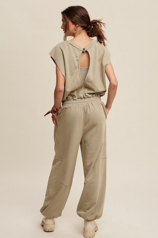 Athleisure French Terry Loose Jogger Jumpsuit - steven wick