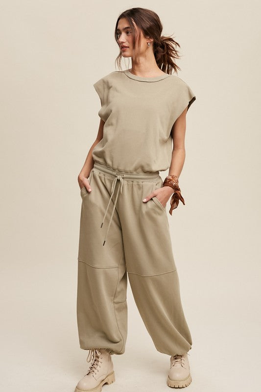 Athleisure French Terry Loose Jogger Jumpsuit - steven wick