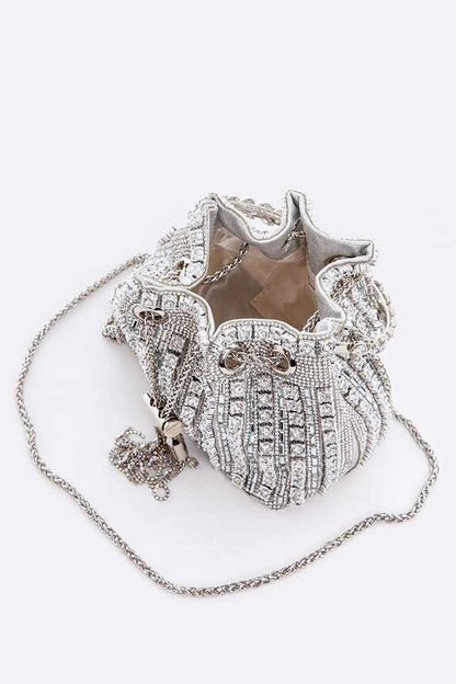 Rhinestone Iconic Top Handle Bucket Bag - steven wick