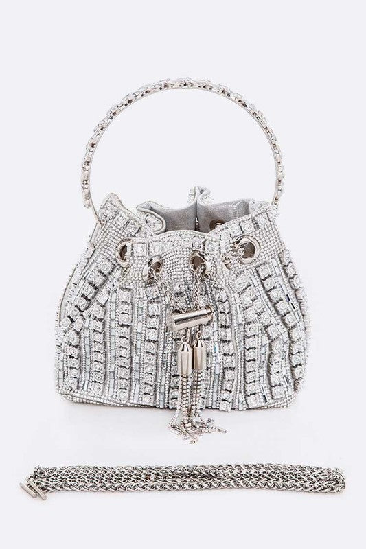 Rhinestone Iconic Top Handle Bucket Bag - steven wick