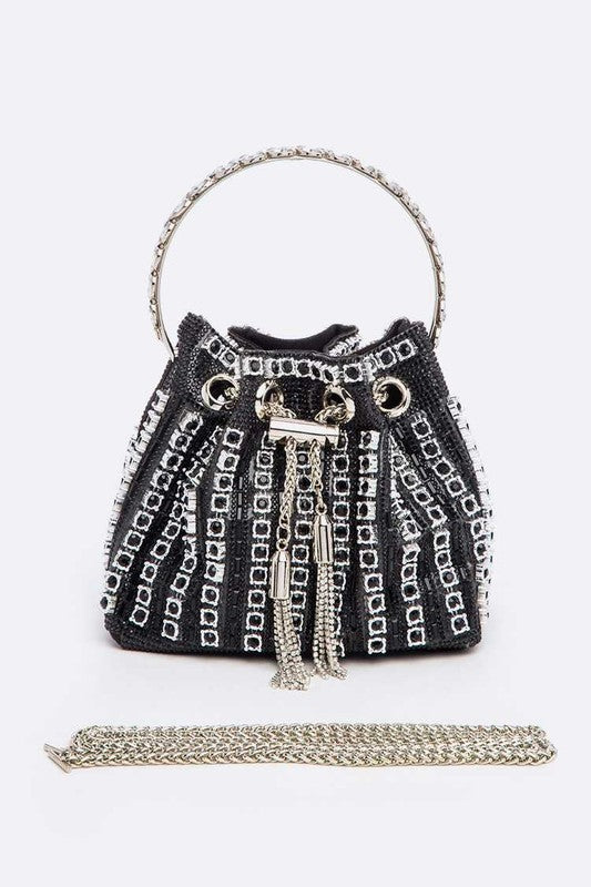 Rhinestone Iconic Top Handle Bucket Bag - steven wick