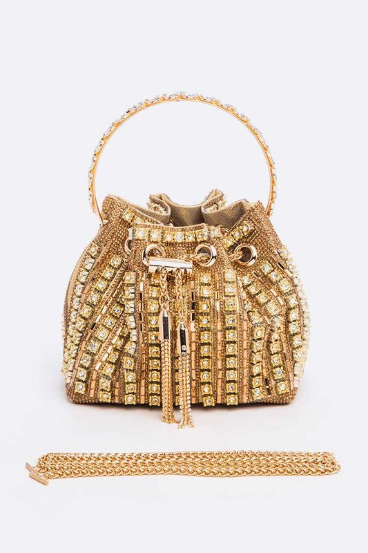 Rhinestone Iconic Top Handle Bucket Bag - steven wick