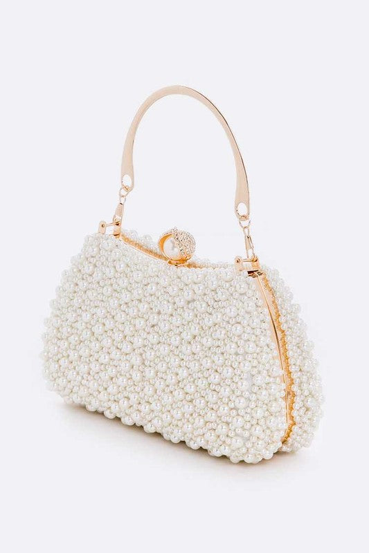 Pearl Embellishment Double Sided Statement Clutch - steven wick