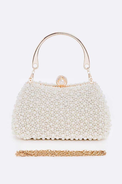 Pearl Embellishment Double Sided Statement Clutch - steven wick