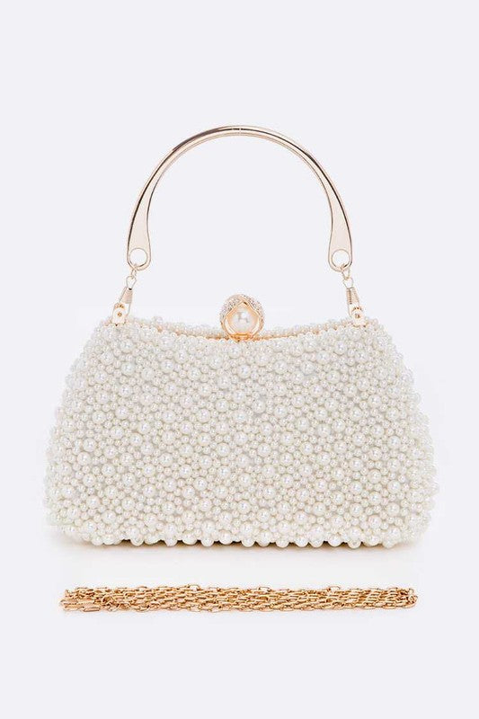 Pearl Embellishment Double Sided Statement Clutch - steven wick