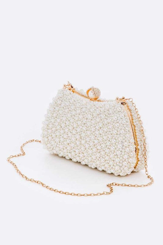 Pearl Embellishment Double Sided Statement Clutch - steven wick