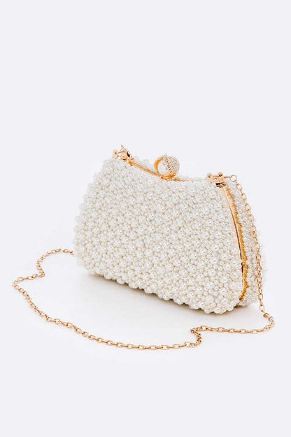 Pearl Embellishment Double Sided Statement Clutch - steven wick