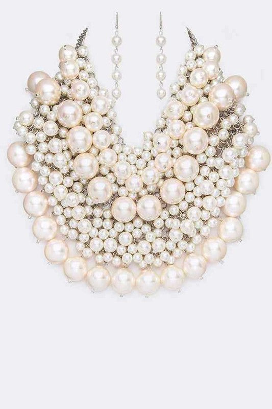 Zillion Pearls Statement Necklace Set - steven wick