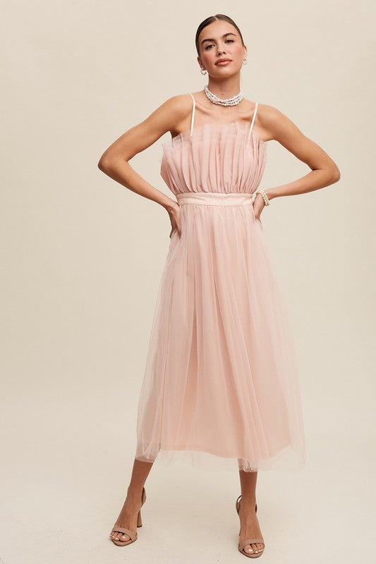 Paper Bag Frill Tulle Midi Dress - steven wick