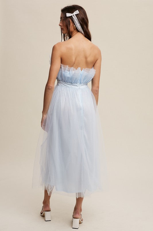 Paper Bag Frill Tulle Midi Dress - steven wick