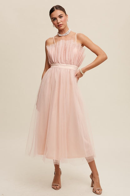 Paper Bag Frill Tulle Midi Dress - steven wick