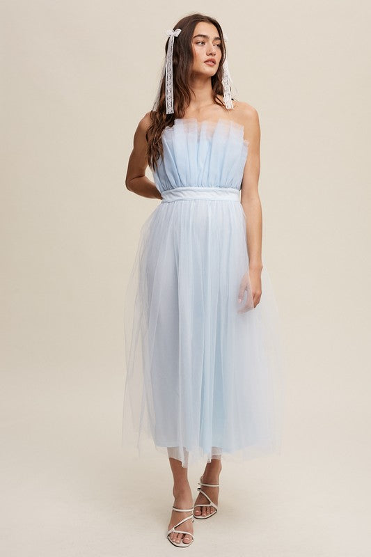 Paper Bag Frill Tulle Midi Dress - steven wick