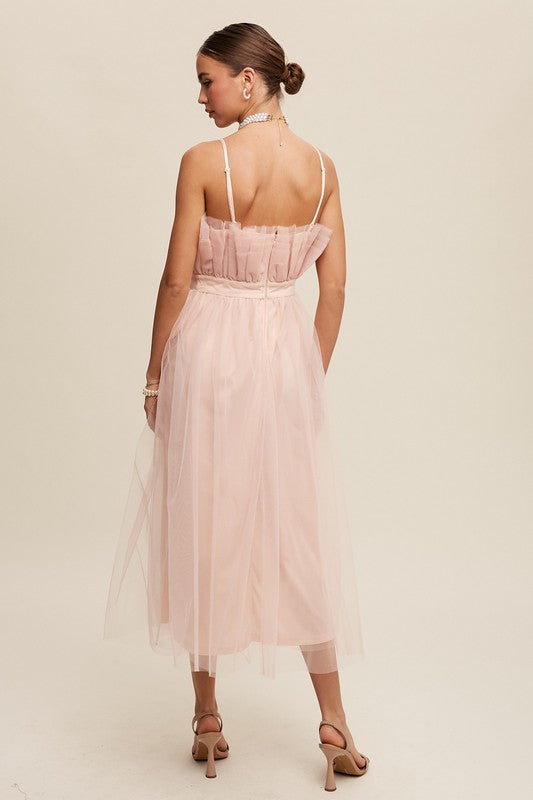 Paper Bag Frill Tulle Midi Dress - steven wick