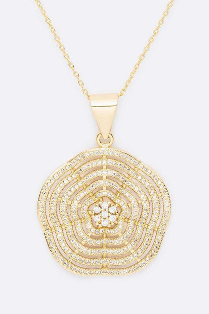 Cubic Zirconia Wavy Pendant Necklace Set - steven wick