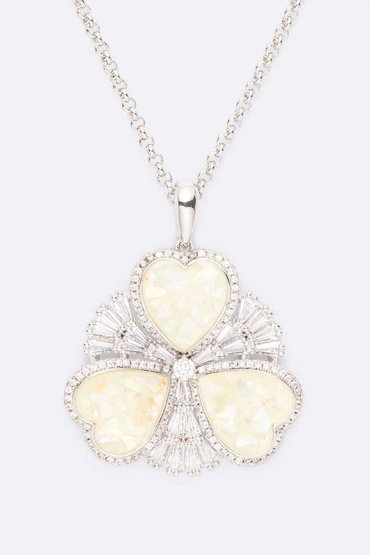 Abalone Cubic Zirconia Pendant Necklace Set - steven wick