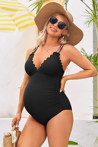 Ruch Scallop V Neck One Piece Maternity Swimsuit - steven wick