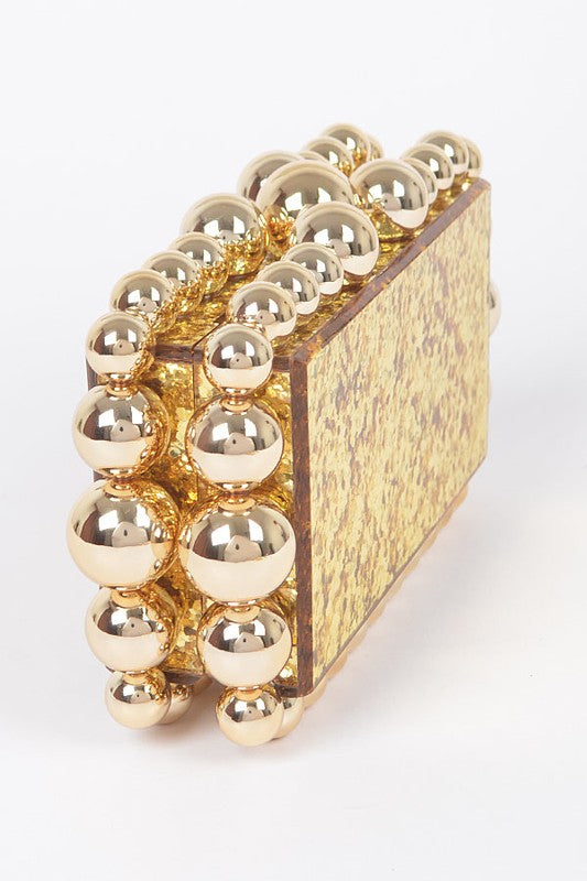 Metallic Beads Glitter Iconic Box Clutch - steven wick
