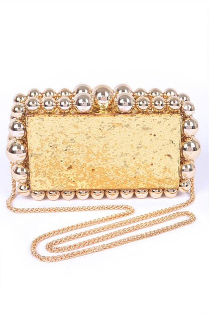 Metallic Beads Glitter Iconic Box Clutch - steven wick