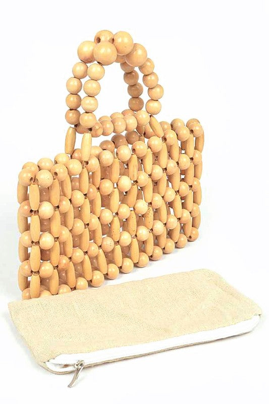Wooden Beads Top Handle Small Clutch - steven wick