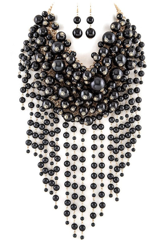 Head Turner Statement Mix Pearl Layer Necklace Set - steven wick