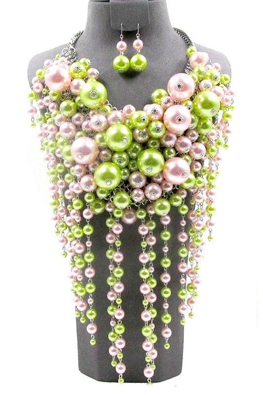 Head Turner Statement Mix Pearl Layer Necklace Set - steven wick