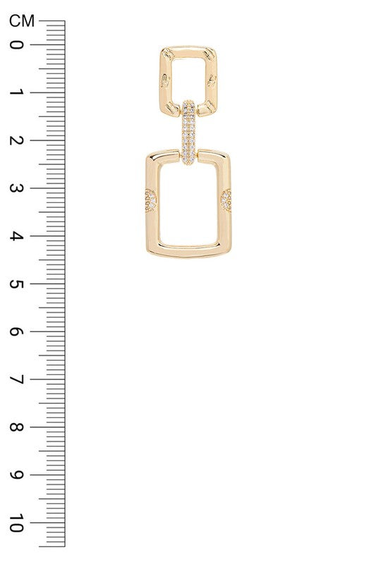 CZ Micro Setting Square Link Earrings - steven wick