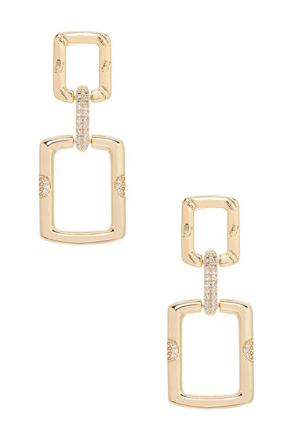 CZ Micro Setting Square Link Earrings - steven wick
