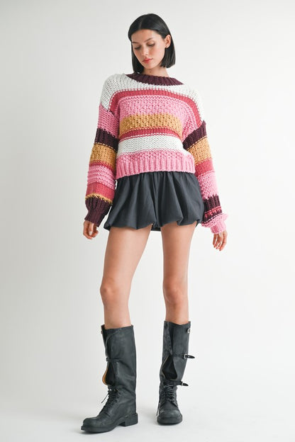 MOCK NECK STRIPED SWEATER - steven wick