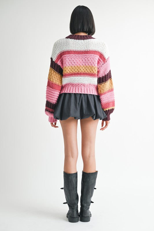 MOCK NECK STRIPED SWEATER - steven wick