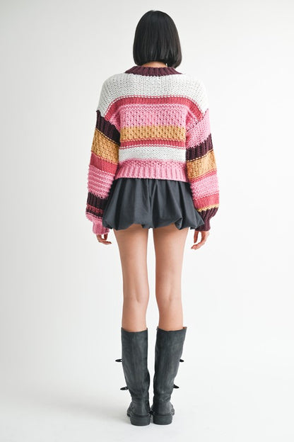 MOCK NECK STRIPED SWEATER - steven wick