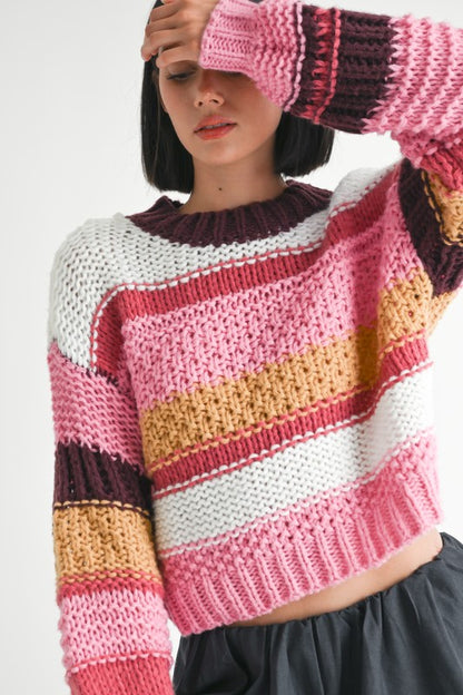 MOCK NECK STRIPED SWEATER - steven wick
