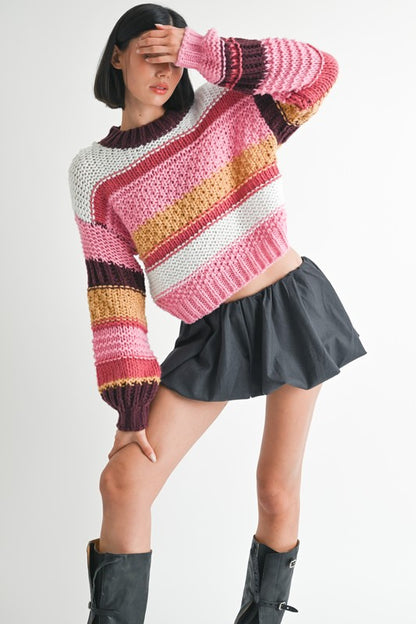 MOCK NECK STRIPED SWEATER - steven wick
