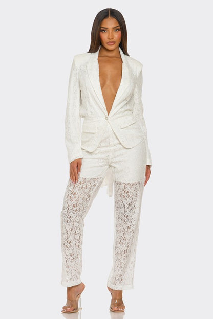 White 2-Piece Luxe Lace Ensemble - steven wick