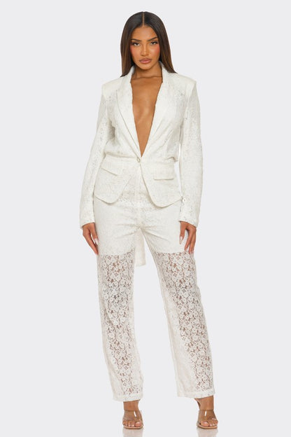 White 2-Piece Luxe Lace Ensemble - steven wick