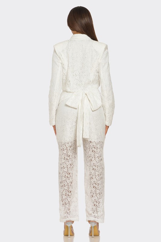 White 2-Piece Luxe Lace Ensemble - steven wick