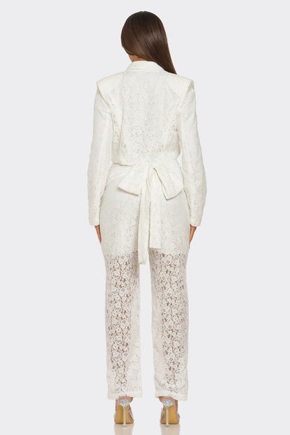 White 2-Piece Luxe Lace Ensemble - steven wick