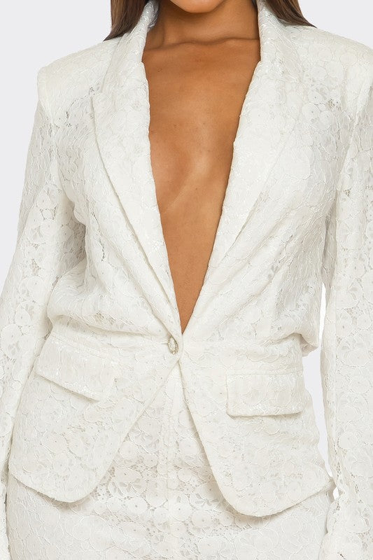 White 2-Piece Luxe Lace Ensemble - steven wick