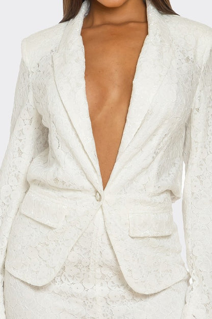 White 2-Piece Luxe Lace Ensemble - steven wick