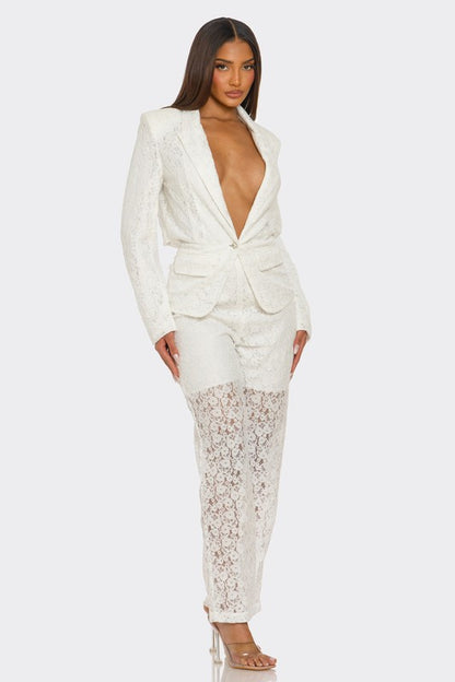 White 2-Piece Luxe Lace Ensemble - steven wick