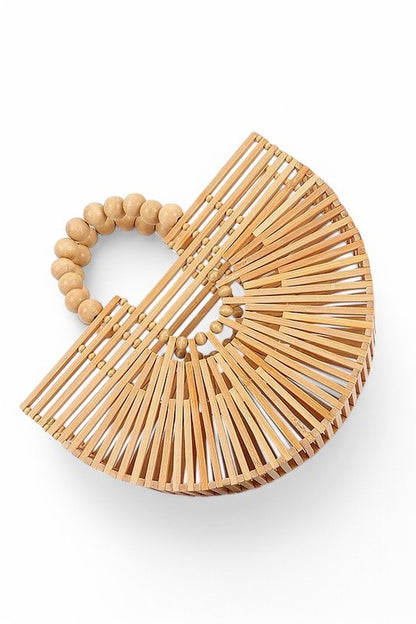 Bamboo Structure Half Circle Clutch Bag - steven wick
