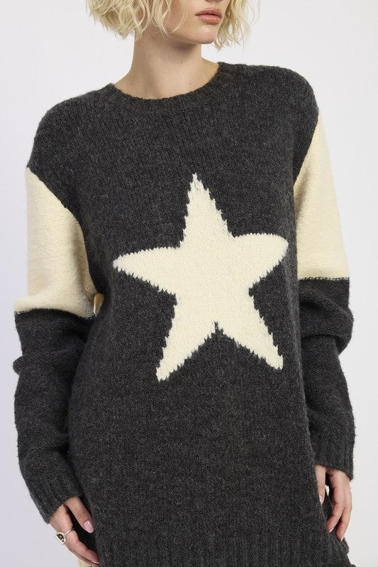 Oversized Sweater with Star Print - steven wick