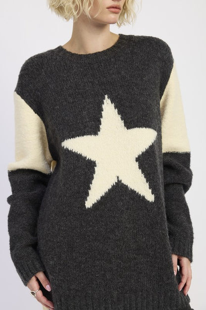 Oversized Sweater with Star Print - steven wick
