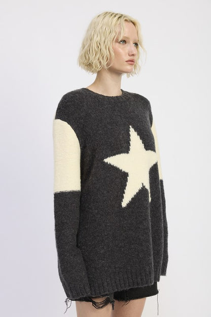 Oversized Sweater with Star Print - steven wick
