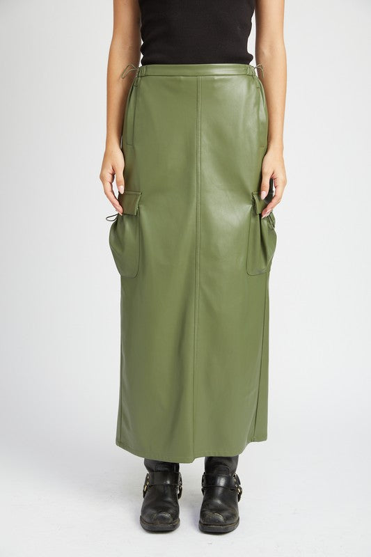 Leather Cargo Maxi Skirt - steven wick