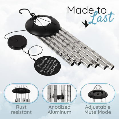 Gift Bundle - Serenity Memorial Wind Chimes, Thoughtful Gift For Special Occasions or Reflections Amazing Grace Scripture 40&quot; - steven wick